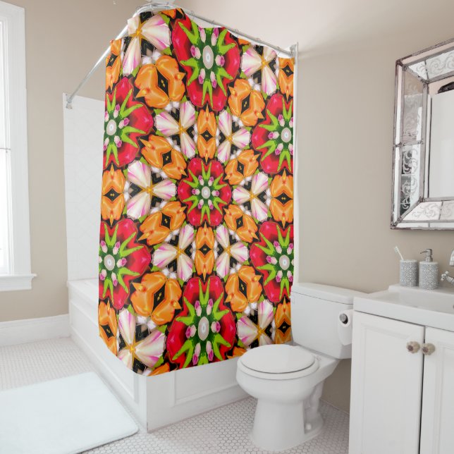 Tulips Bouquet Pattern Shower Curtain (In Situ)