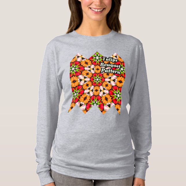Tulips Bouquet Pattern T-Shirt (Front)