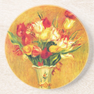 Tulips by Pierre Renoir, Vintage Impressionism Art Coaster