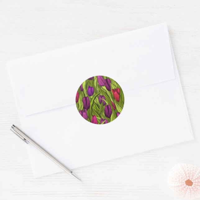 Tulips Classic Round Sticker (Envelope)