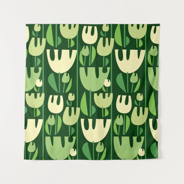 Tulips colour seamless pattern tapestry (Front)