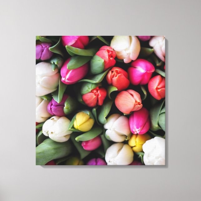 Tulips Colourful Flowers Easter Spring Canvas Print (Front)