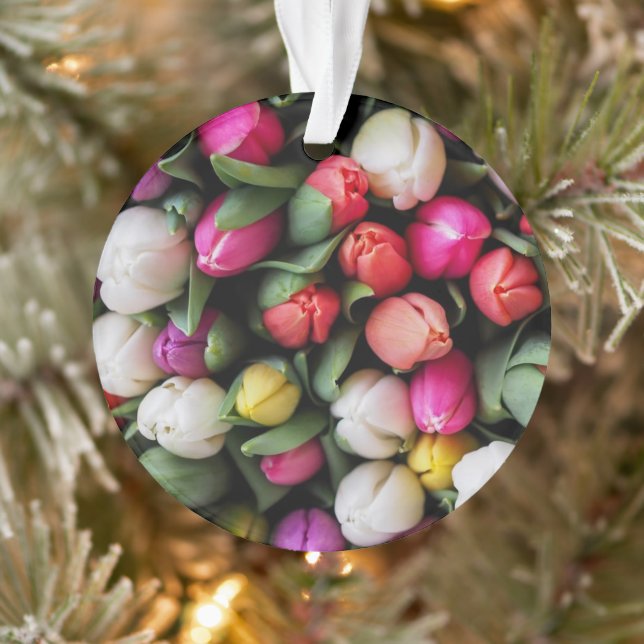 Tulips Colourful Flowers Easter Spring Ornament (Tree)