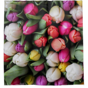 Tulips Colourful Flowers Easter Spring Shower Curtain