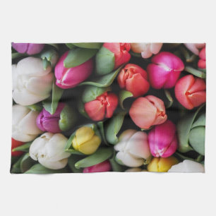 Tulips Colourful Flowers Easter Spring Tea Towel
