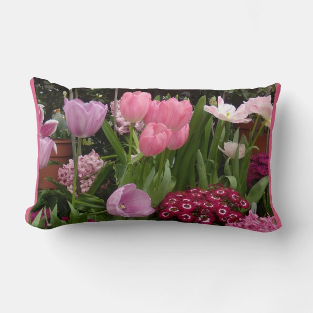 Tulips Daisies Hyacinths Lumbar Cushion (Front)