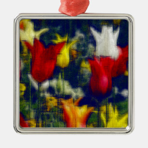 Tulips digital effect of style "impression" metal tree decoration