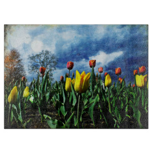 Tulips Drama Glass Cutting Board