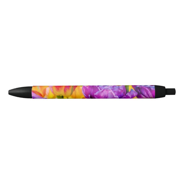 Tulips Enchanting Deep Pink Black Ink Pen (Front)
