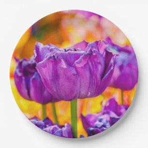 Tulips Enchanting Purple Paper Plate