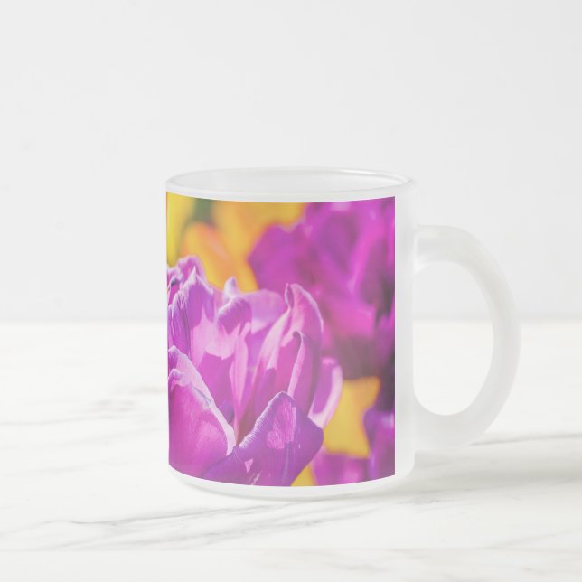 Tulips Enchanting Violet Frosted Glass Coffee Mug (Right)