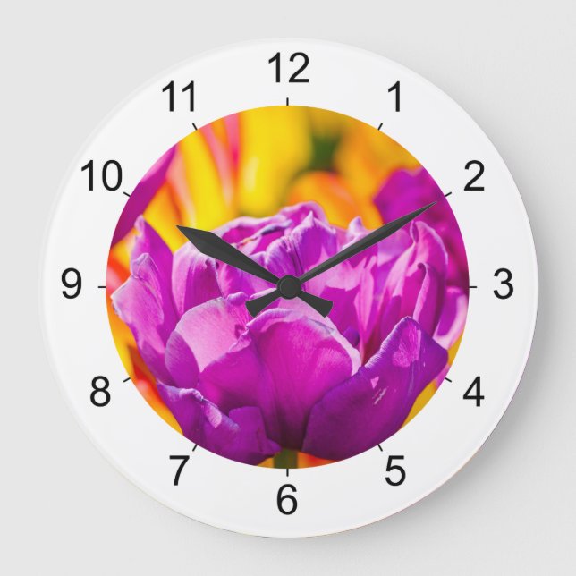 Tulips Enchanting Violet Large Clock (Front)