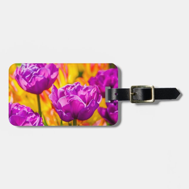 Tulips Enchanting Violet Luggage Tag (Front Horizontal)