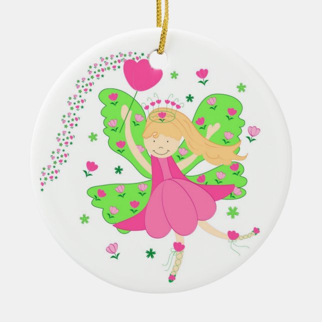 Tulips fairy ceramic tree decoration (Front)