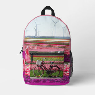 Tulips Field & Bicycle All over Printed Backpack