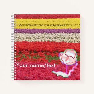 Tulips Field Cust. Text Square Notebook