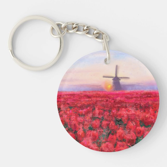 Tulips Field Keychain Spring in Netherland (Front)