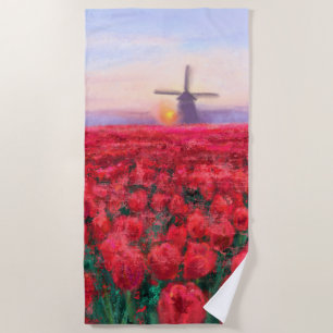 Tulips Field - Landscape - Spring in Netherland Beach Towel