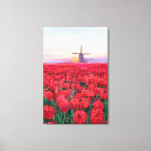 Tulips Field - Landscape - Spring in Netherland  Canvas Print