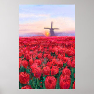 Tulips Field - Landscape - Spring in Netherland Poster