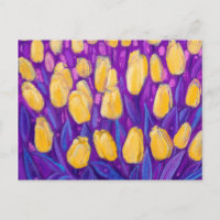 Tulips Field, Spring Flowers Floral Yellow Violet