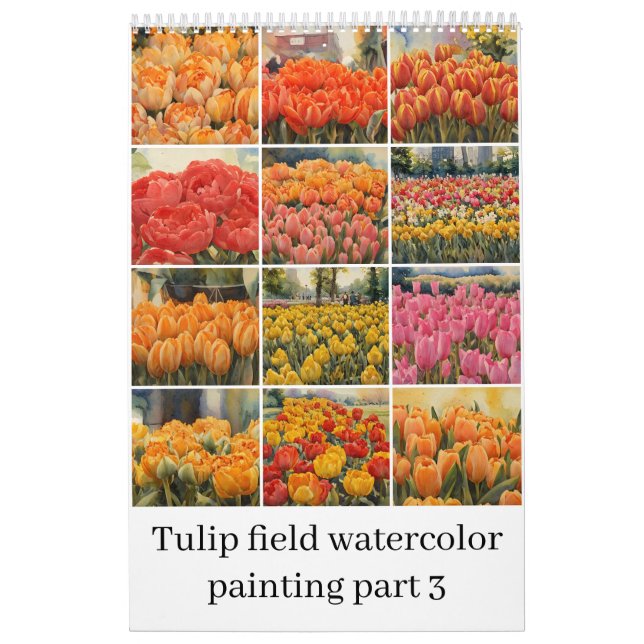 Tulips field watercolor painting 3 calendar (Cover)