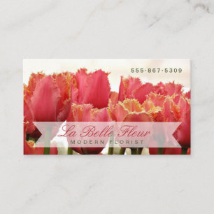 Tulips Floral Photograph   Modern Stripes Business Card
