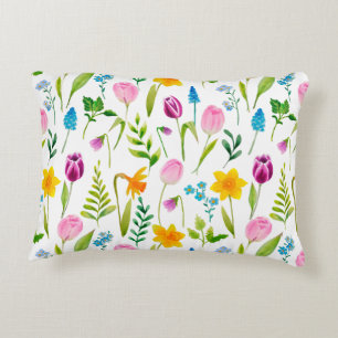 Tulips Flower Seamless Pattern Decorative Cushion