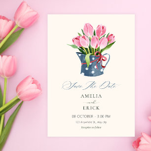 Tulips flowers bouquet  save the date