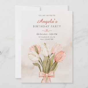 Tulips flowers bow invitation