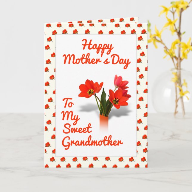 Tulips for Mother's Day For Grandmother Card (Yellow Flower)