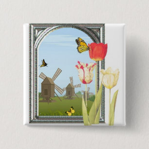 Tulips from Amsterdam 15 Cm Square Badge