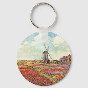 Tulips From Holland By Claude Monet Key Ring