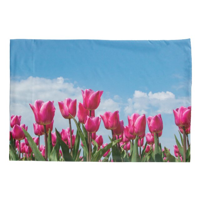 Tulips Garden Clouds Banner Pillowcase (Back)