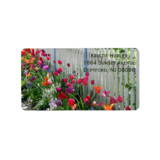 tulips garden photo customisable address label