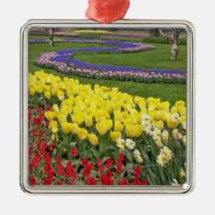 Tulips, Grape Hyacinth, and Daffodils, Metal Tree Decoration