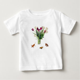 Tulips, Grasshopper, Butterfly, and Frog Baby T-Shirt