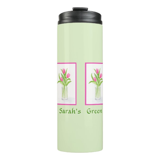 Tulips Handpainted Watercolor PERSONALIZE Gardener Thermal Tumbler (Front)