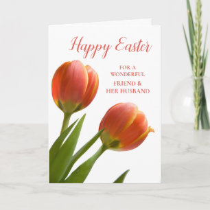 Tulips Happy Easter Friend and Her Husband Holiday Card