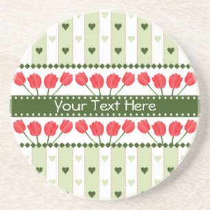 Tulips & Hearts coaster, customise Coaster