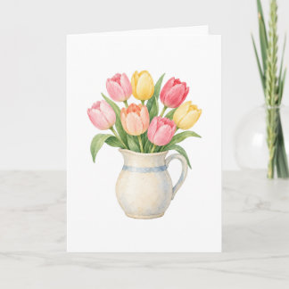 Tulips in a Ceramic Jug Card