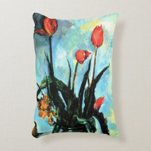 Tulips in a Vase by Paul Cezanne, Vintage Art Decorative Cushion
