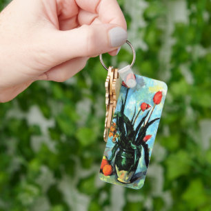Tulips in a Vase by Paul Cezanne, Vintage Art Key Ring