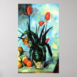 Tulips in a Vase by Paul Cezanne, Vintage Art Poster