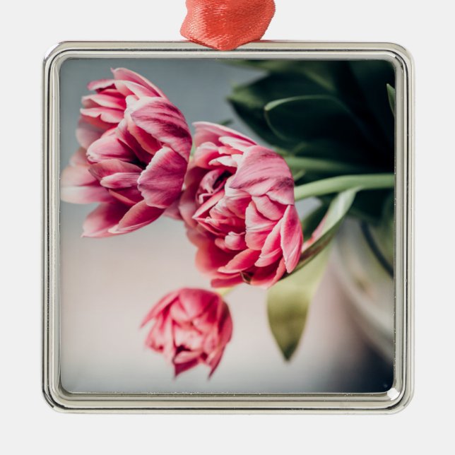 Tulips in a Vase Metal Tree Decoration (Front)
