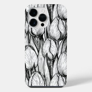 Tulips in black and white iPhone 14 pro max case