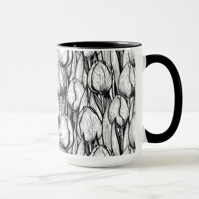 Tulips in black and white mug (Right)