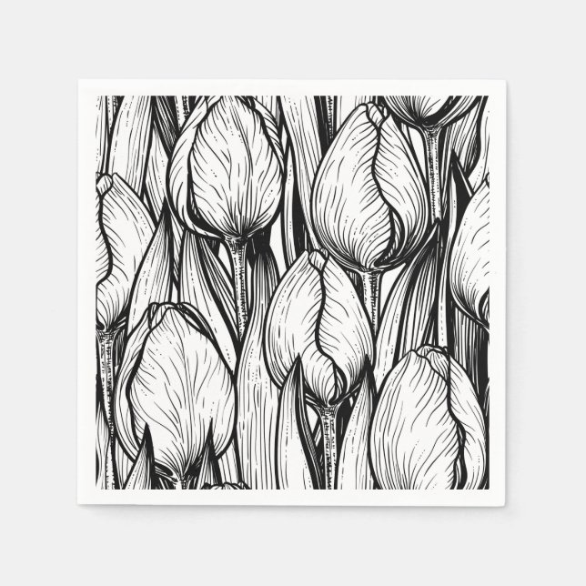 Tulips in black and white napkin (Front)