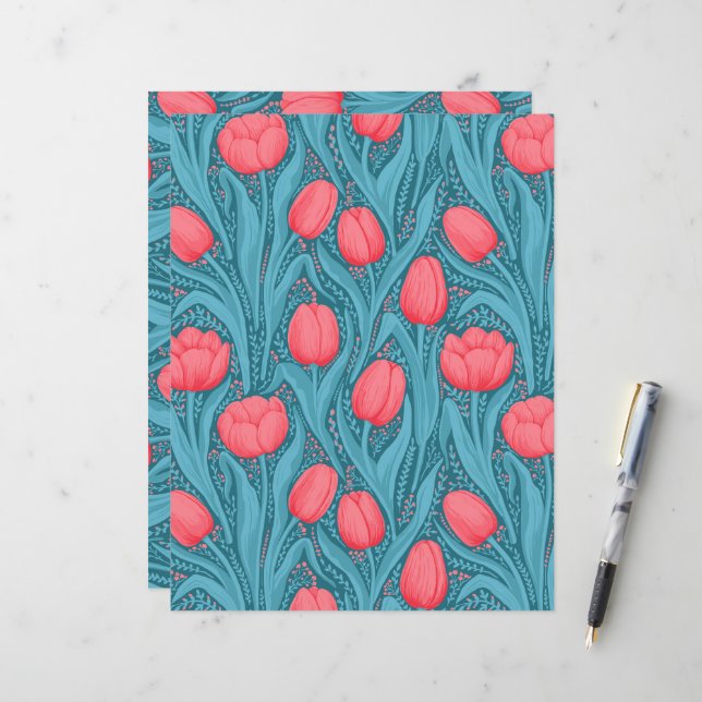 Tulips in blue and red (Front/Back In Situ)