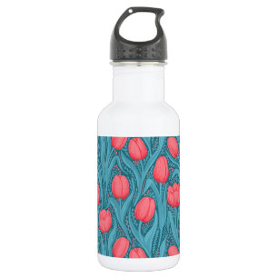Tulips in blue and red 532 ml water bottle